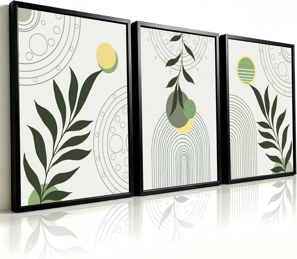Black Framed Boho Abstract Canvas Wall Art Set 3-12×16 inch