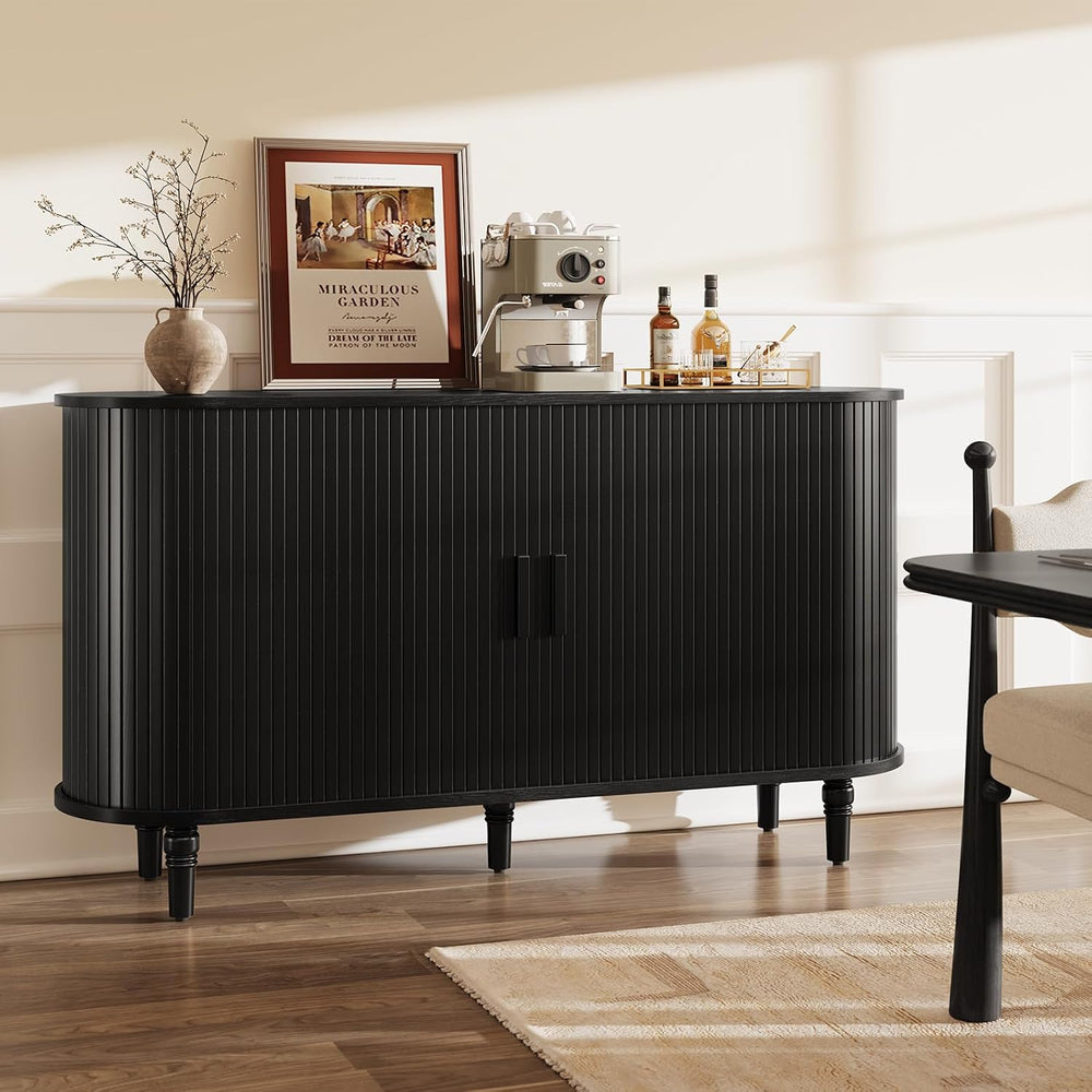 55" Sideboard Buffet Cabinet with Storage - Fluted Credenza Storage Cabinet