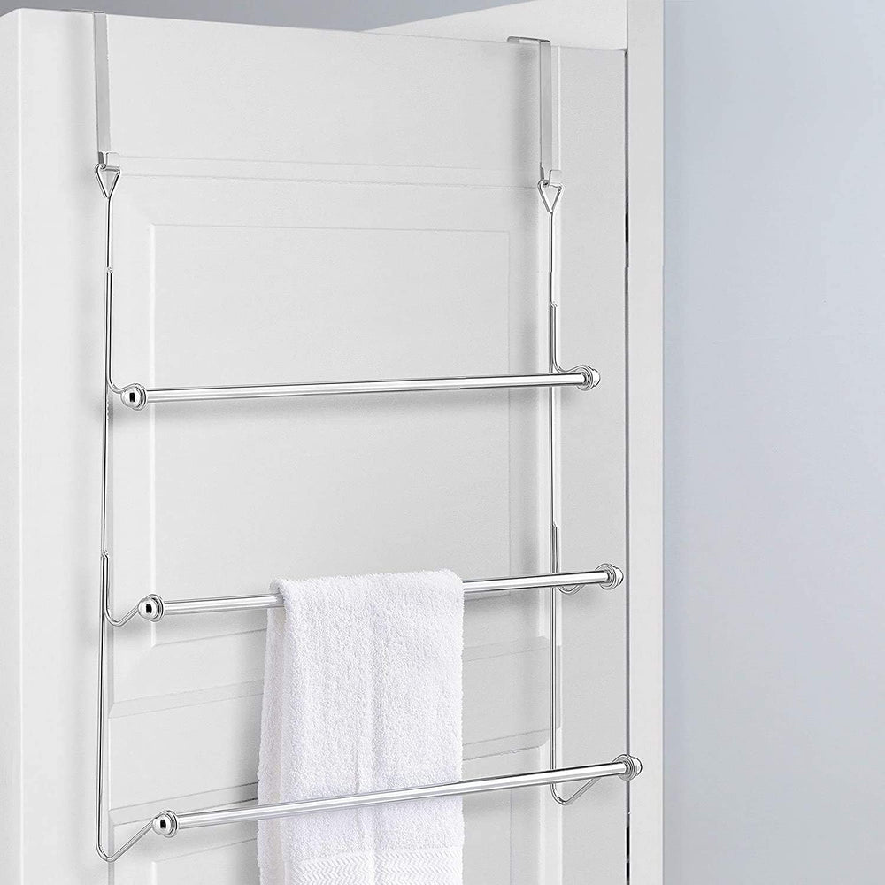 MyGift 3 Tier Over Door Towel Rack, Chrome Bathroom Towel Holder