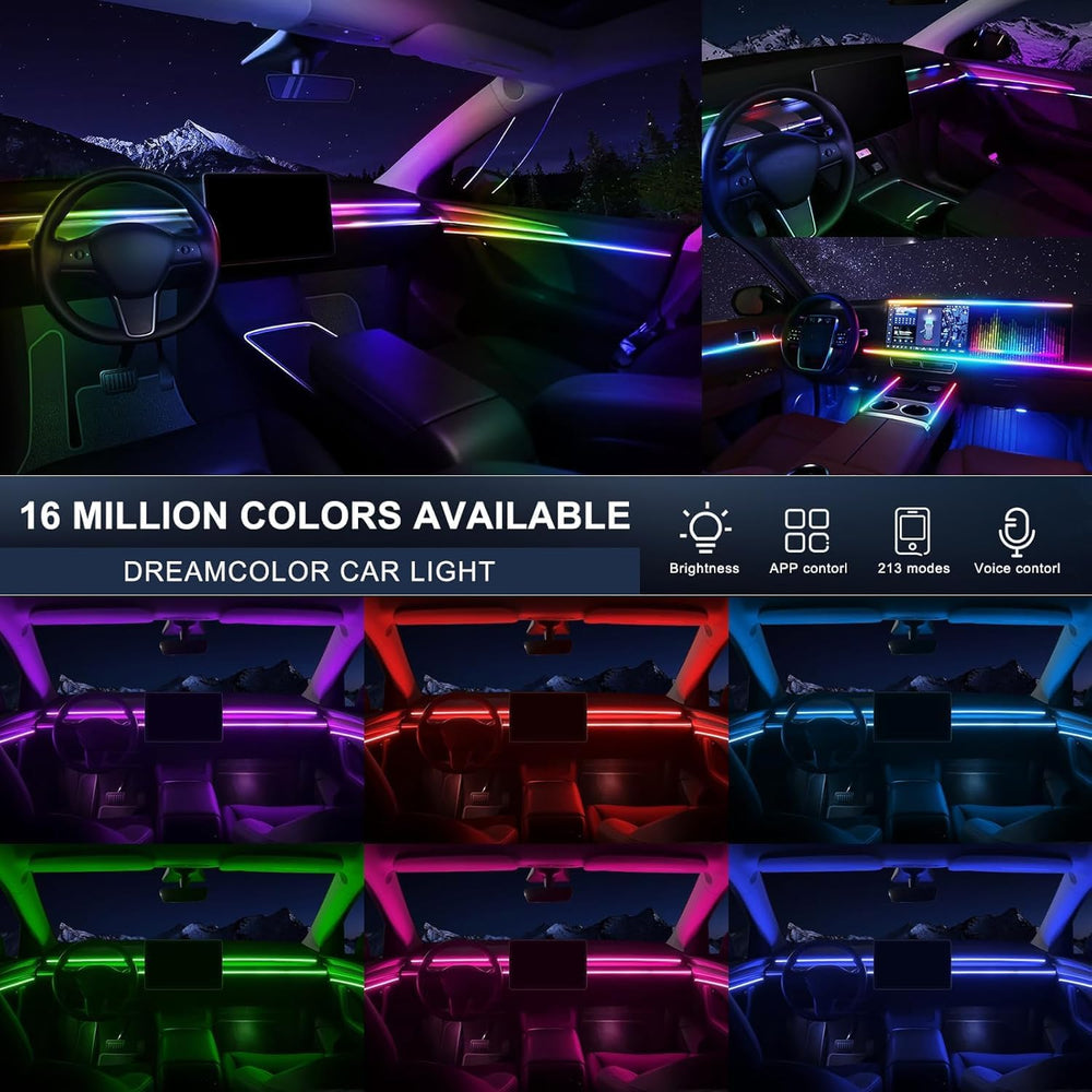 Acrylic Car Interior LED Lights, 18-in-1 RGB Fiber Optic Ambient Kit
