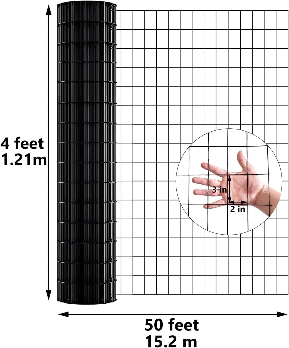 Thealyn 4ft x 50ft Black Vinyl Coated Welded Wire Fence