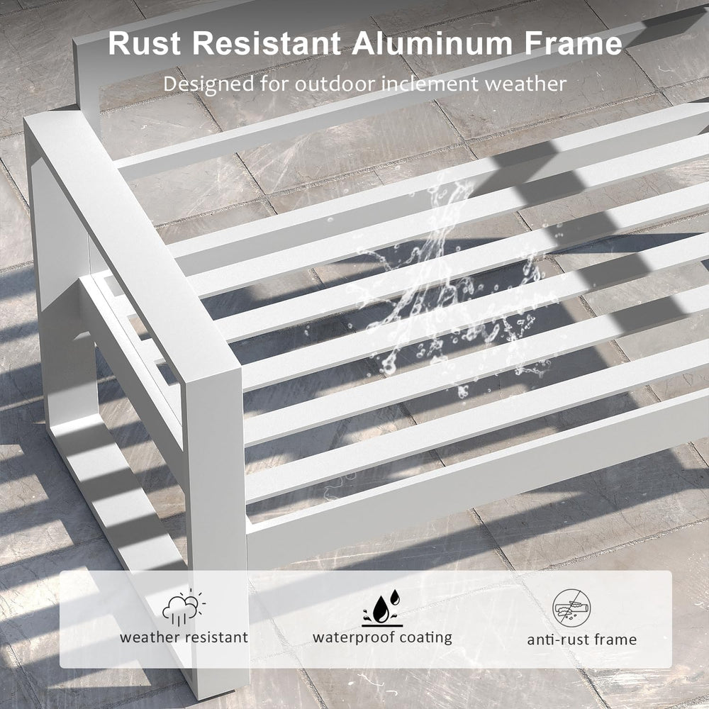 LayinSun Outdoor Patio Aluminum Chair, Metal Modern Armchair Set of 2 with Wa...