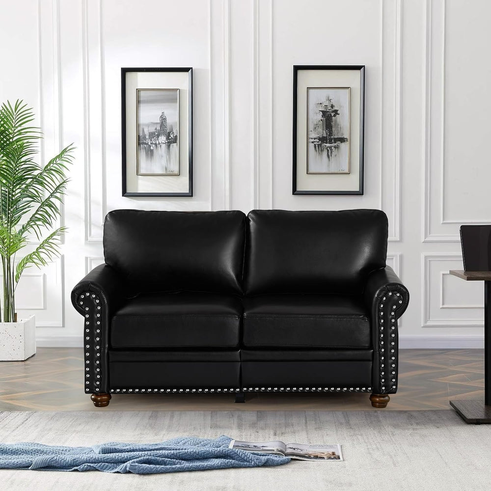 2 Piece Faux Leather Sofa Set,Modern Couch and Loveseat Sets with Storage,Mid...