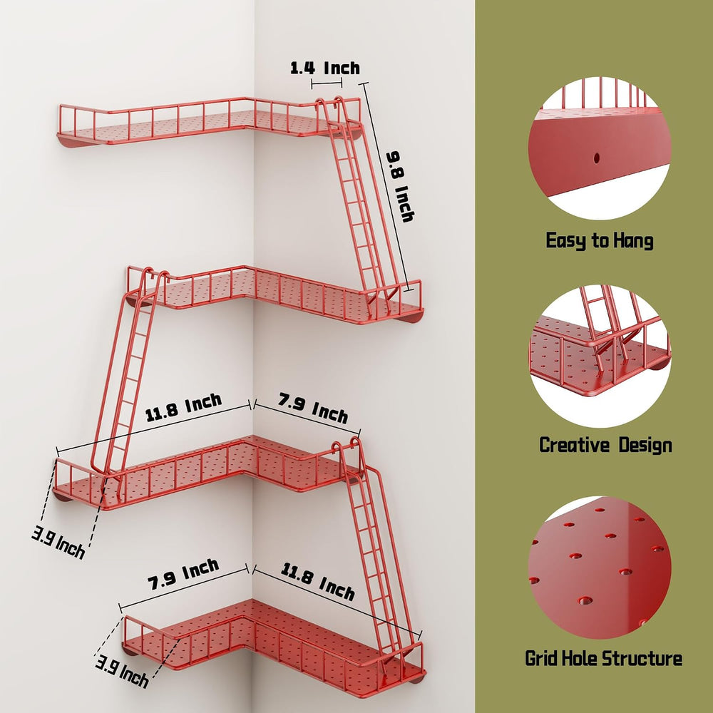 Fire Escape Wall Shelf - Modern City Style 4-Tier Corner Wall Shelves, Easy t...