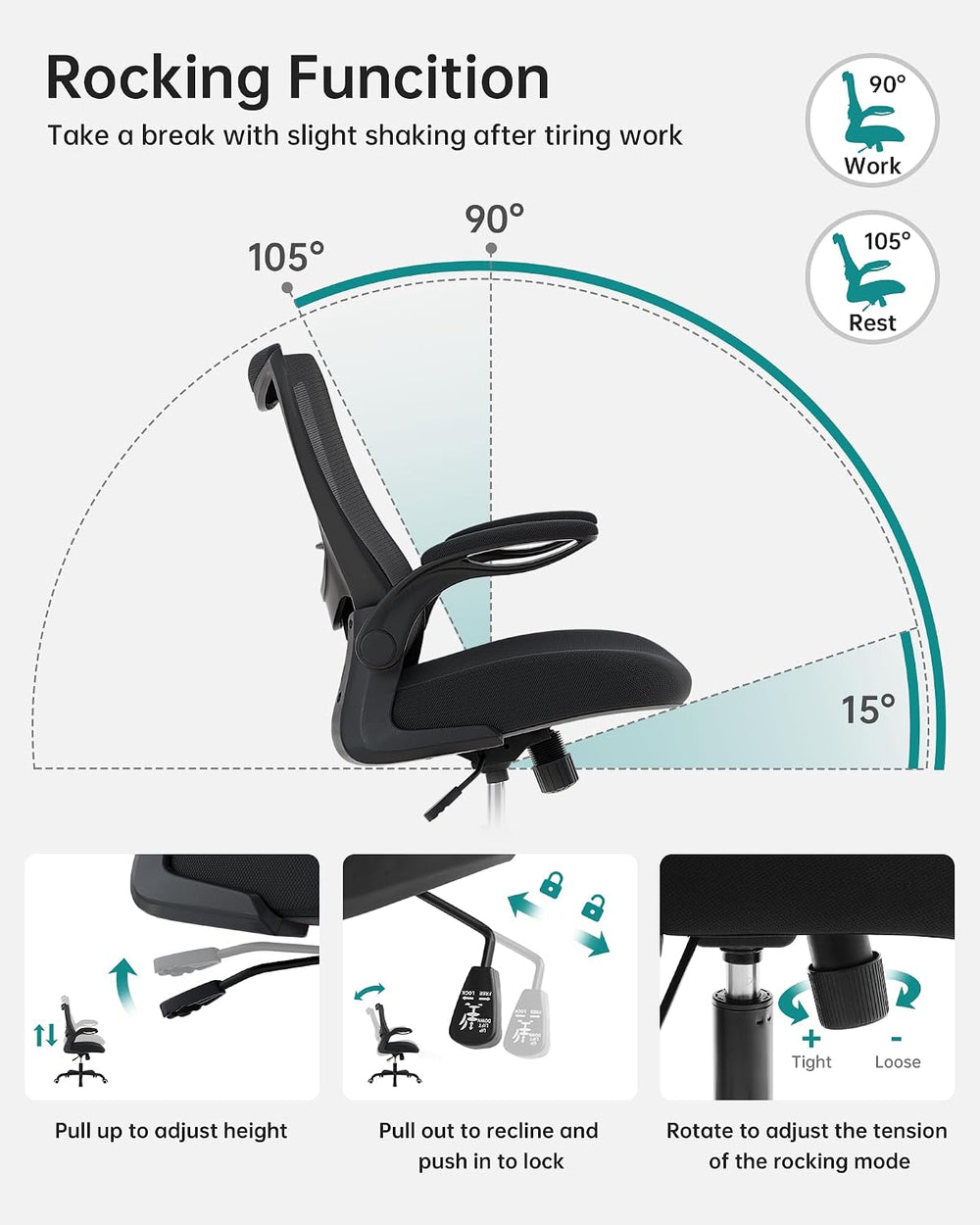 MUXX.STIL Office Chair, Ergonomic Desk Chair with Adjustable Lumbar Support a...