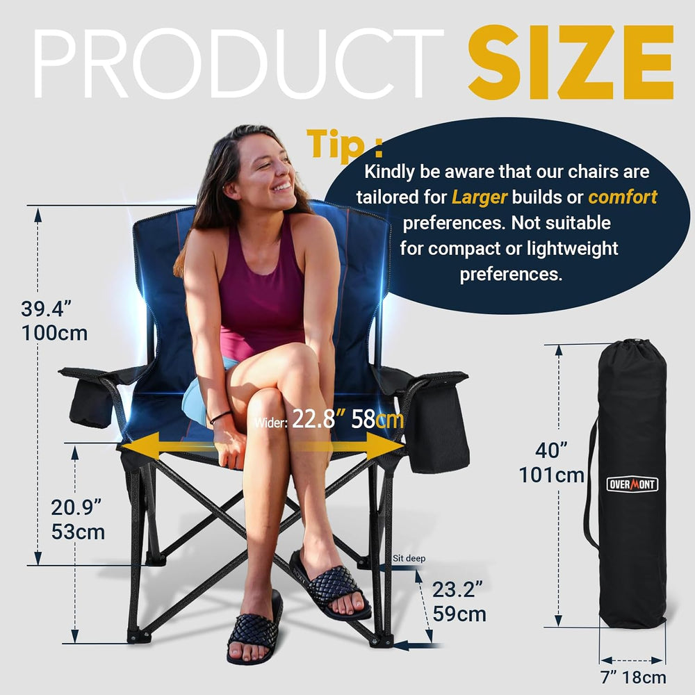 Overmont Oversized Camping Chair for Adults - 450 lb Fully Padded High Back