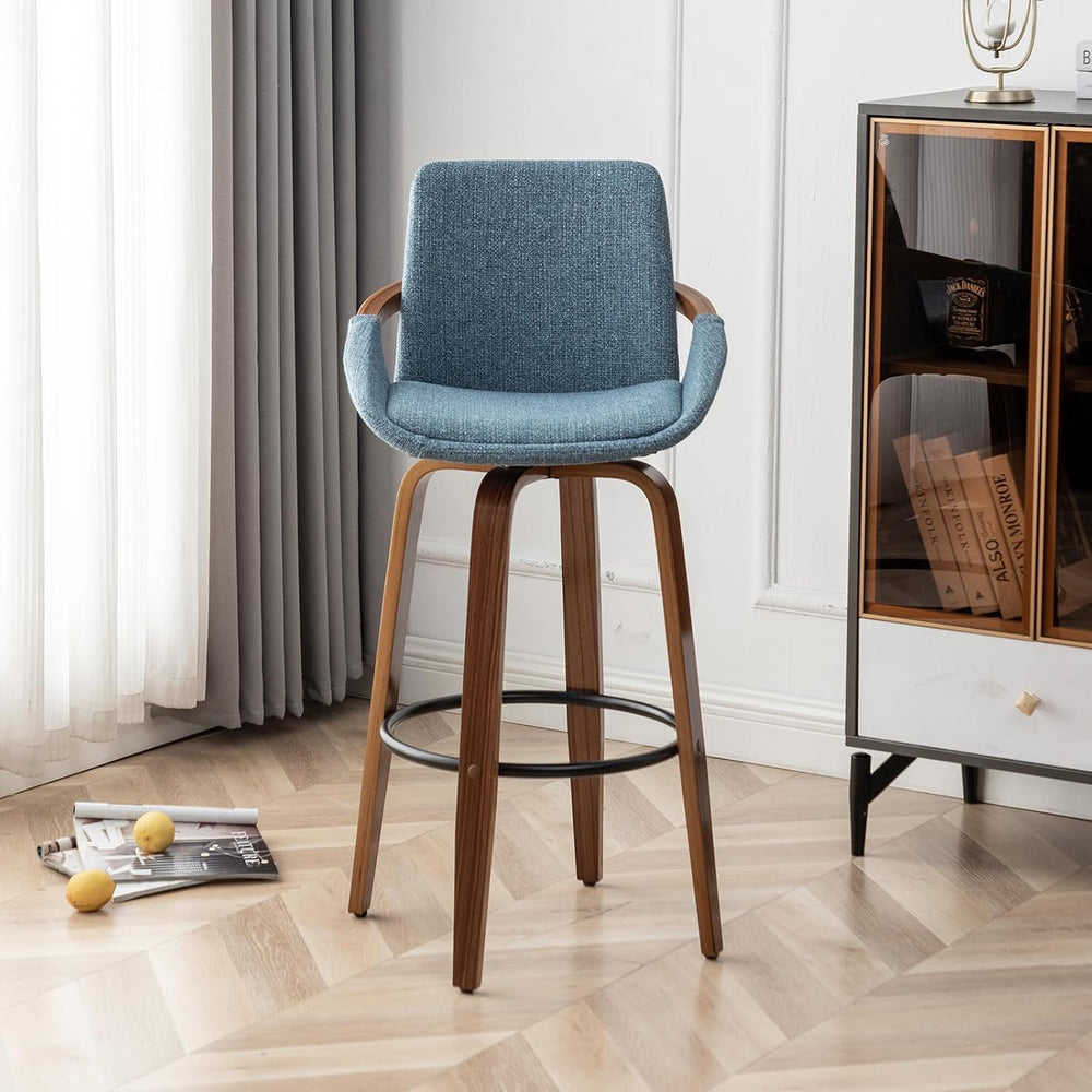 LUNLING 29.5" Bar Height Bar Stools Set of 2,Mid Century Modern Retro Ba...