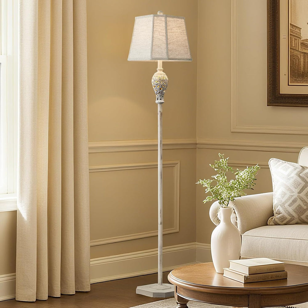 65'' Rustic Floor Lamp for Living Room with 2 Light Sources