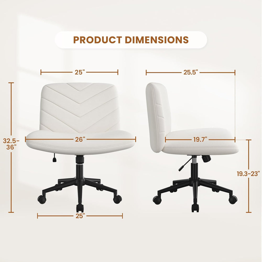 Yaheetech Criss Cross Office Chair with Wheels, Armless Boucle Seat, Beige