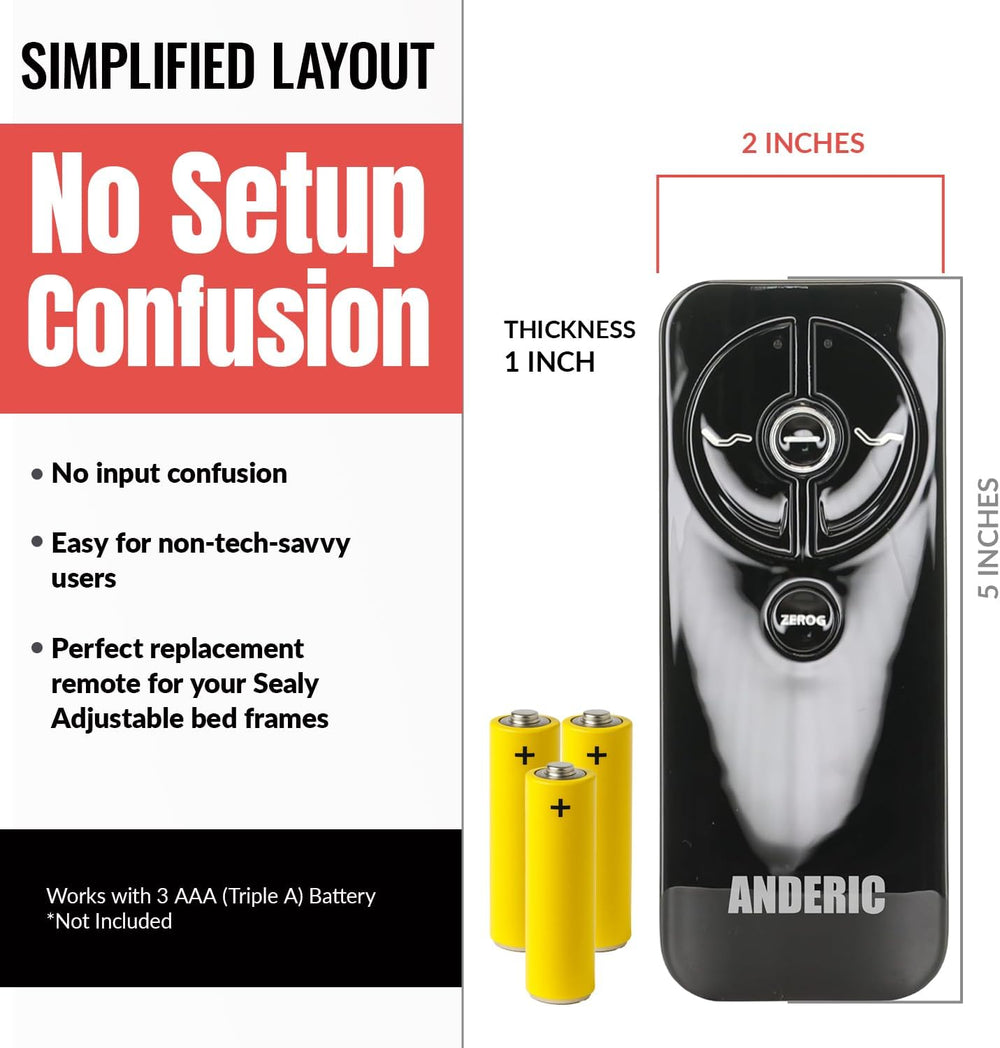 ANDERIC RF399A / RF368B for Sealy Ease Adjustable Bed Base Frames Remote