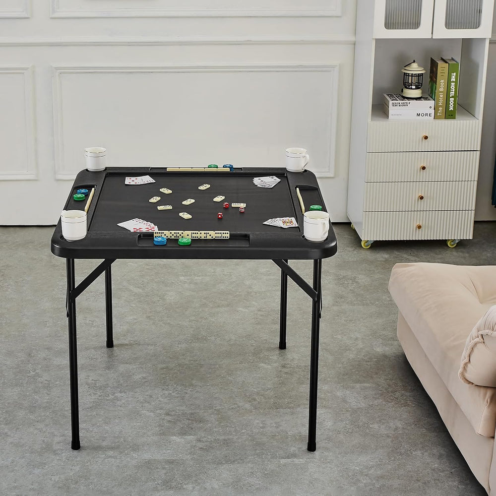 VEVOR Folding Card Table Square 4 Player Mahjong Domino Game Set