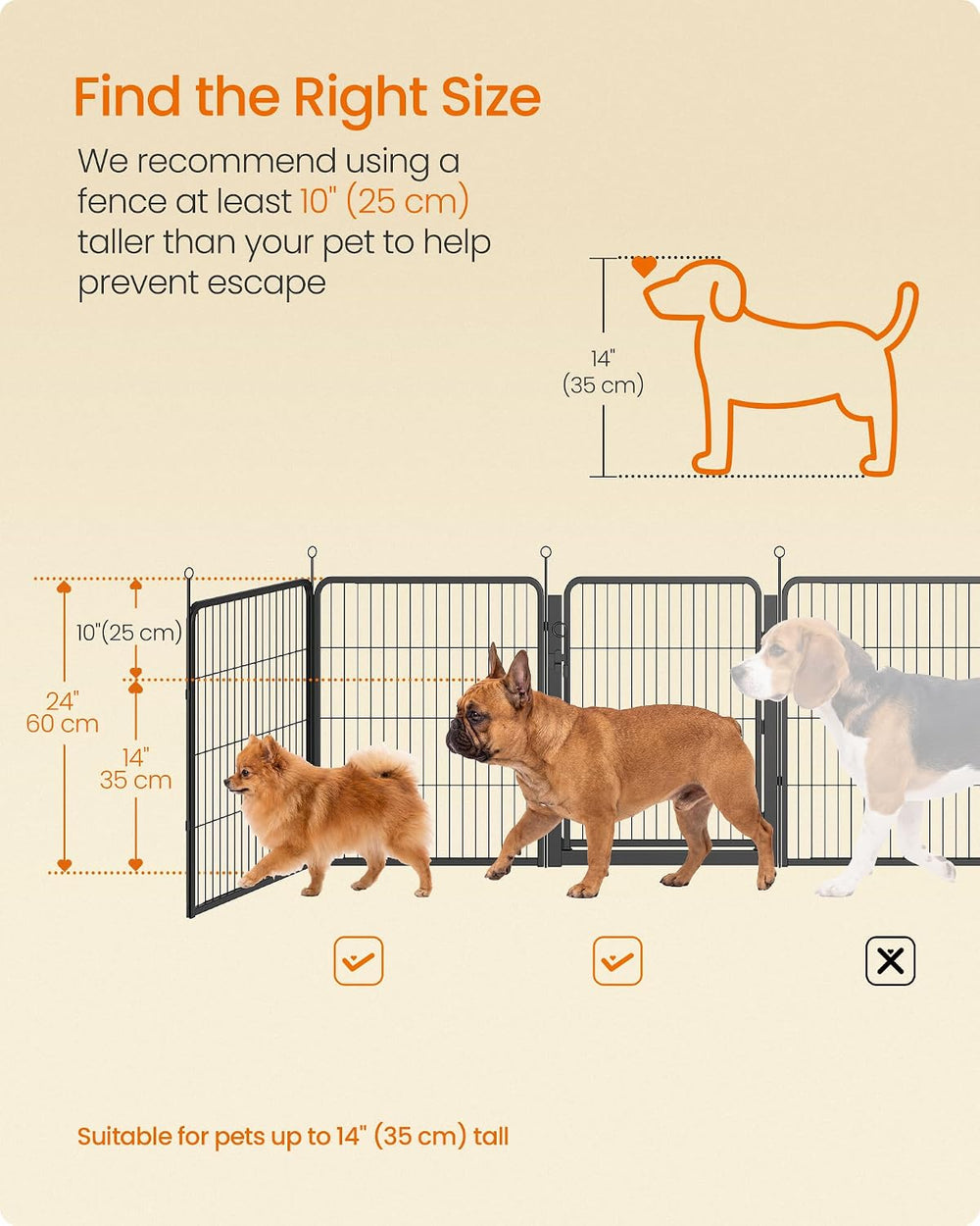 Feandrea 8-Panel Dog Playpen, 55 x 55 x 24 Inch, Ink Black