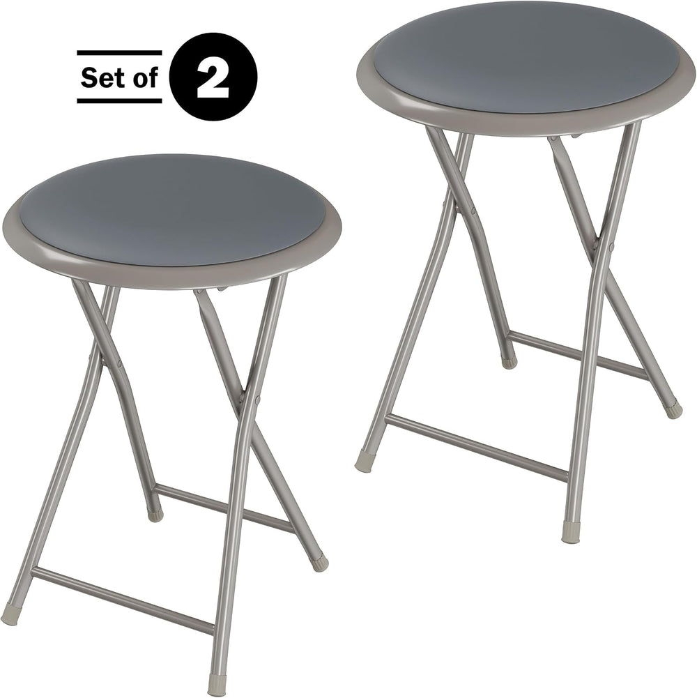 Lavish Home Portable Folding Stool with Backless Seat Set of 2, Gray, 18”