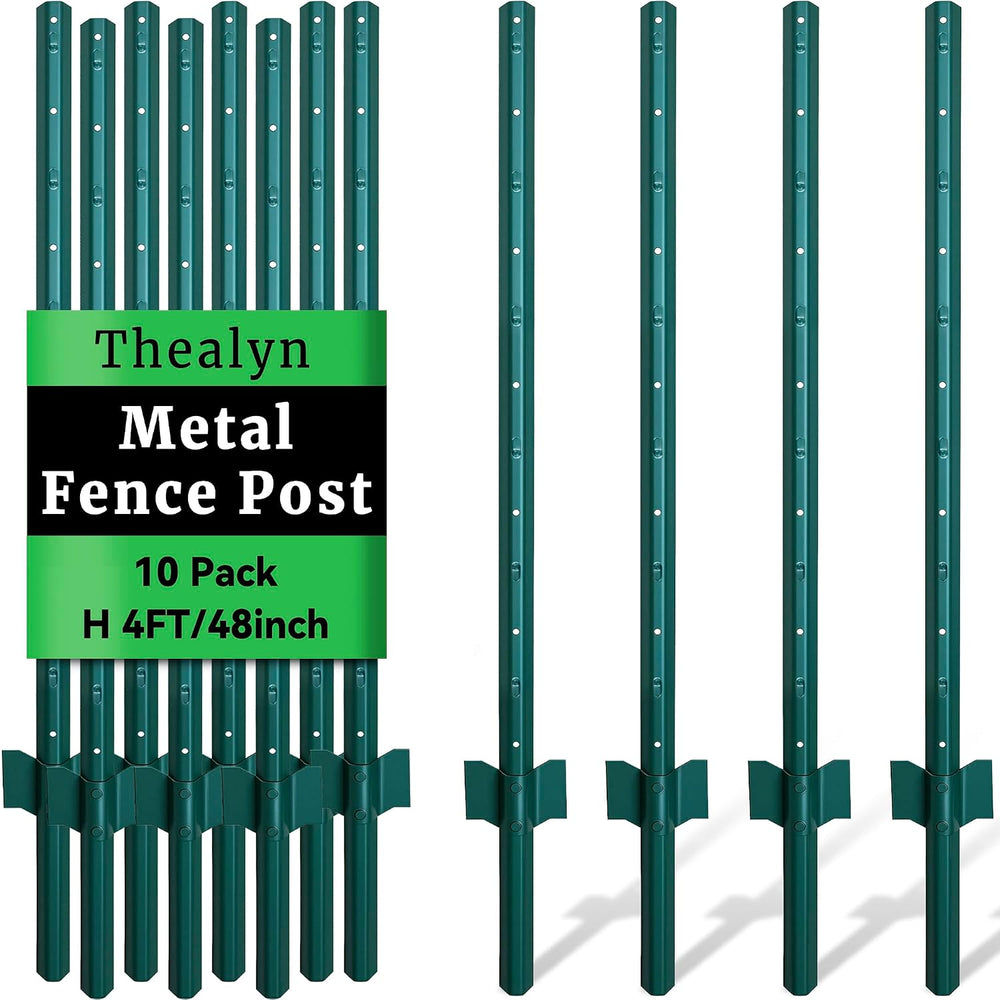 Thealyn Metal 10Pack 4FT Fence Posts for Wire Fencing Heavy Duty U Post