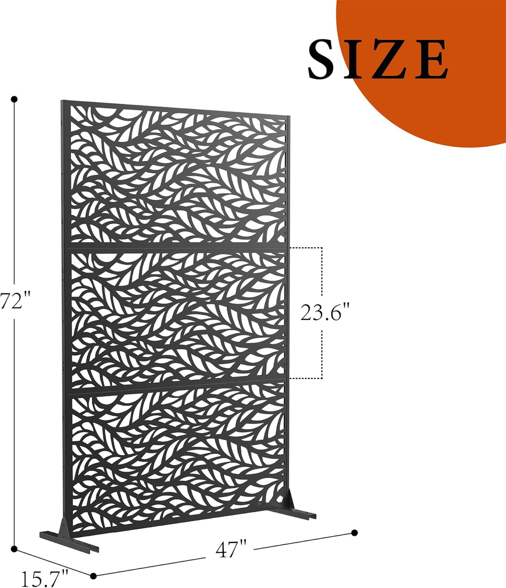 GarveeLife Metal Privacy Screen 72" h x 47" w, Outdoor Privacy Scre...