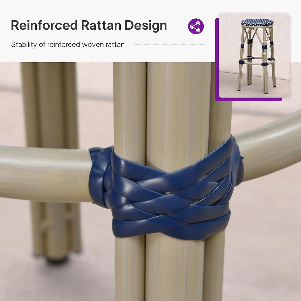 PURPLE LEAF Outdoor Bar Stool Rattan 2-Pack Champagne Finish Bar Stools