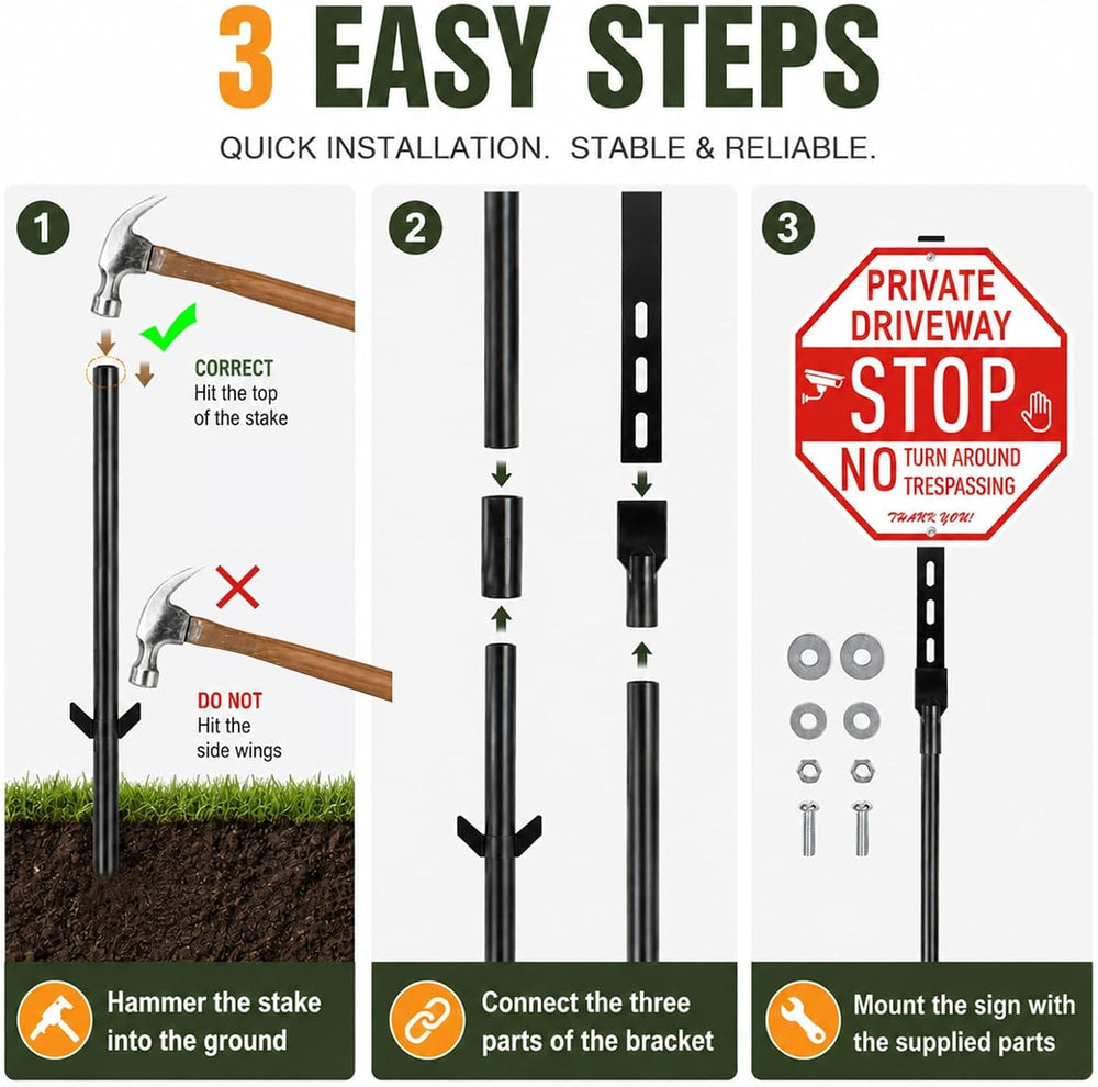 2 Pack 48 Inch Metal Yard Sign Stake for Outdoor Lawn Signs, Heavy Duty Rustp...