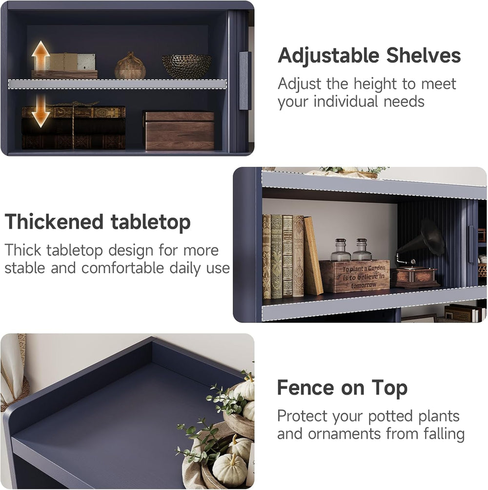 ONBRILL 51.2" Sideboard Buffet Cabinet with Outlet & Sliding Door, Blue