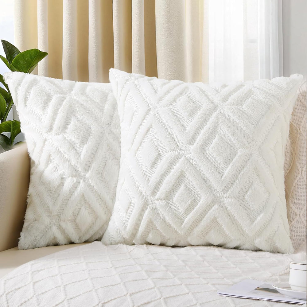 Pallene Christmas Cream White Throw Pillow Covers 26x26 Set of 2, Soft Plush ...