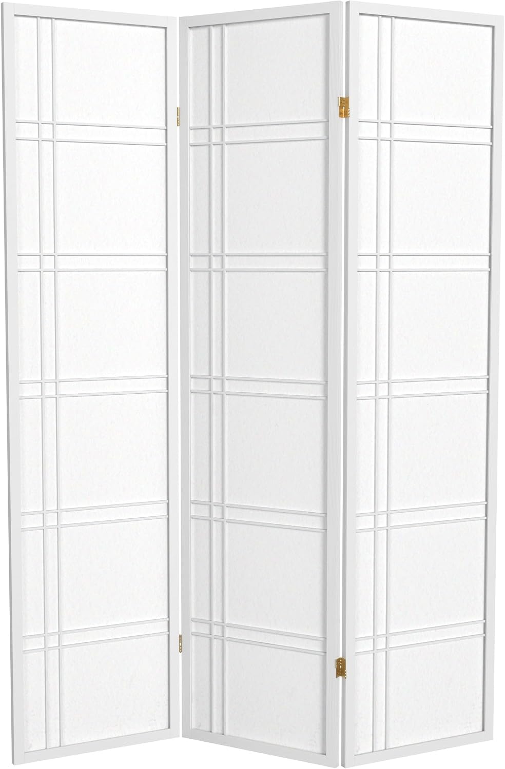 Red Lantern 6 ft. Tall Double Cross Shoji Screen - White - 3 Panels