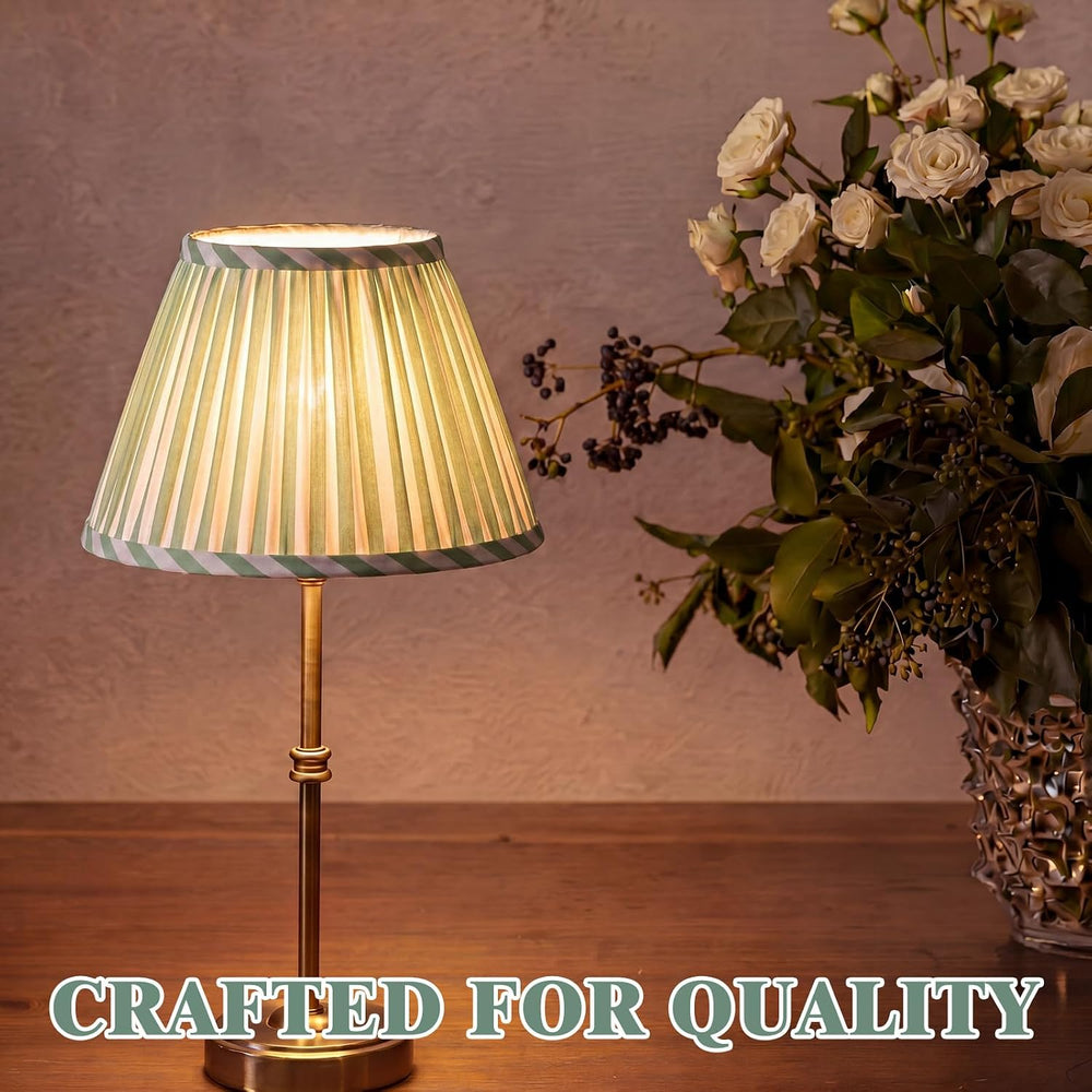 VIHOSE 2 Pack Striped Pleated Lamp Shades, Green, 5.5 x 10 x 7 in