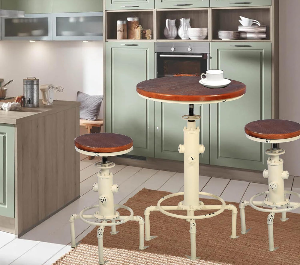 Topower Industrial Bar Table 32.3-38.2" Adjustable Pub Table Kitchen Din...