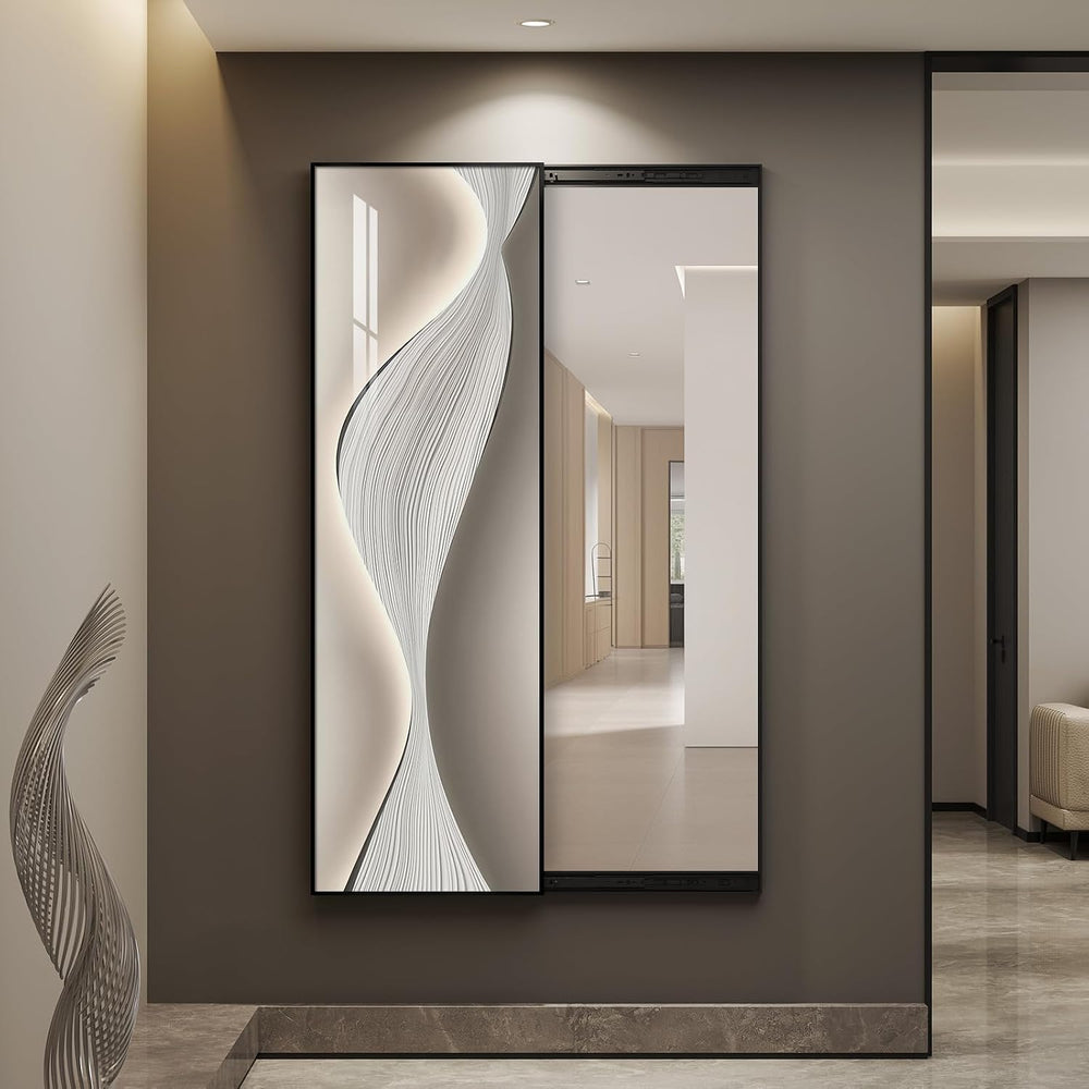 Framed Sliding Wall Mounted Full Length Mirror, Modern Full Body Mirror