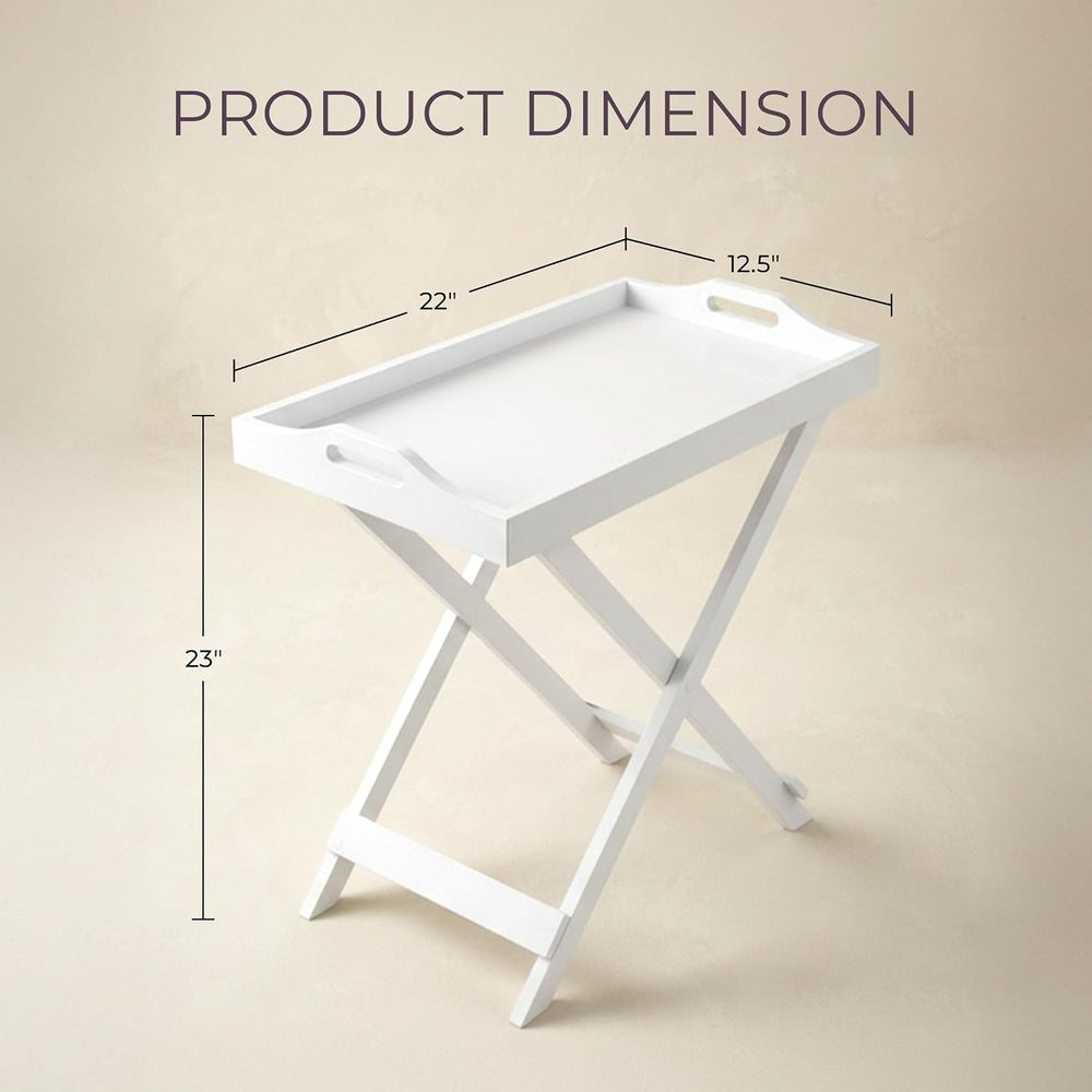 Lavish Home Folding TV Tray Table with Removable Tray Top, White, 22 Inch