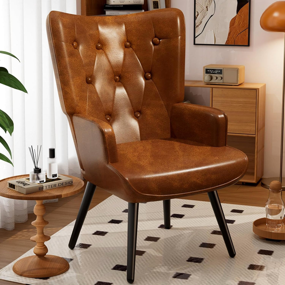 TLSUNNY Accent Chair, Upholstered PU Leather Living Room Chairs