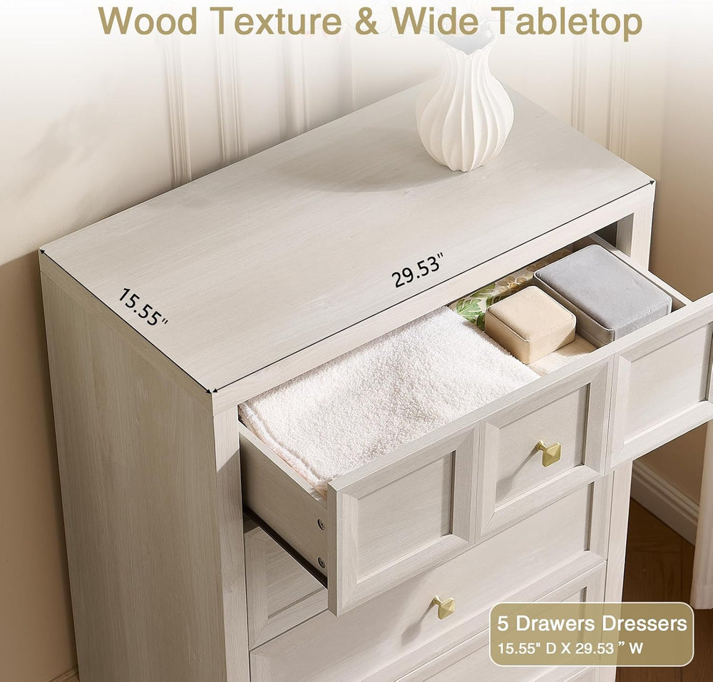 5 Drawers Dresser for Bedroom, 45.7" Tall Large Dresser & Chests of ...