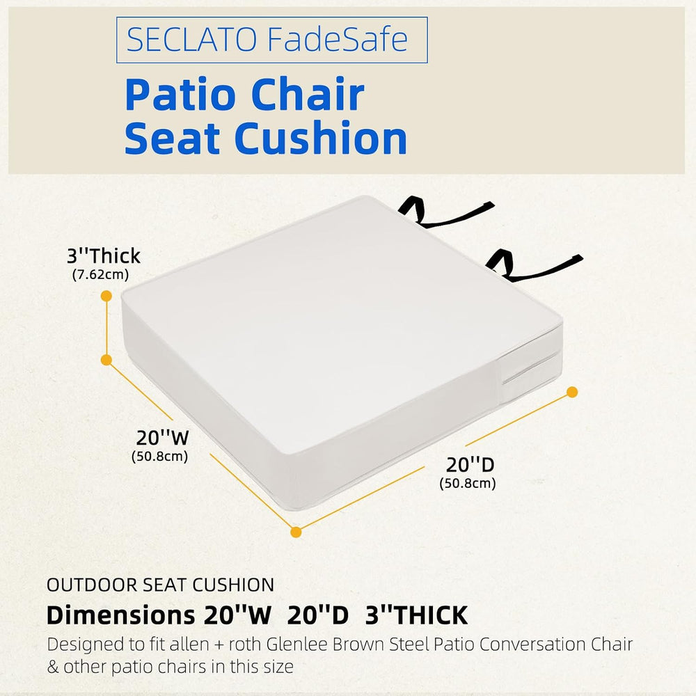 Patio Chair Cushions 20x20x3 Inch, 2pc Light Grey