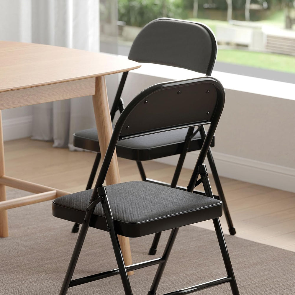 Nazhura 4 Pack Folding Chairs, Fabric Dining Chair Set with Padded Cushion an...