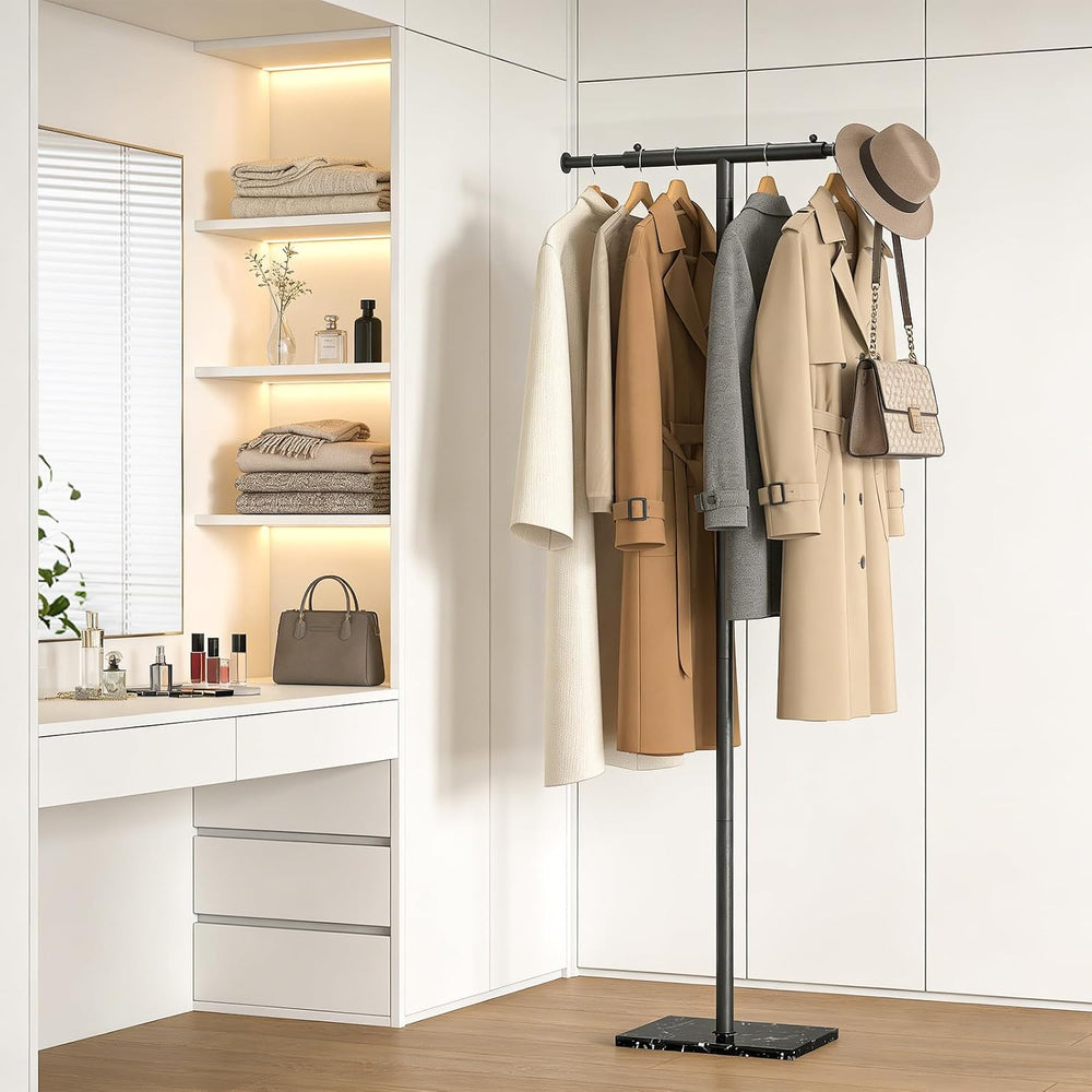 Width Adjustable T-shaped Coat Rack Freestanding, Modern Coat Rack, Black