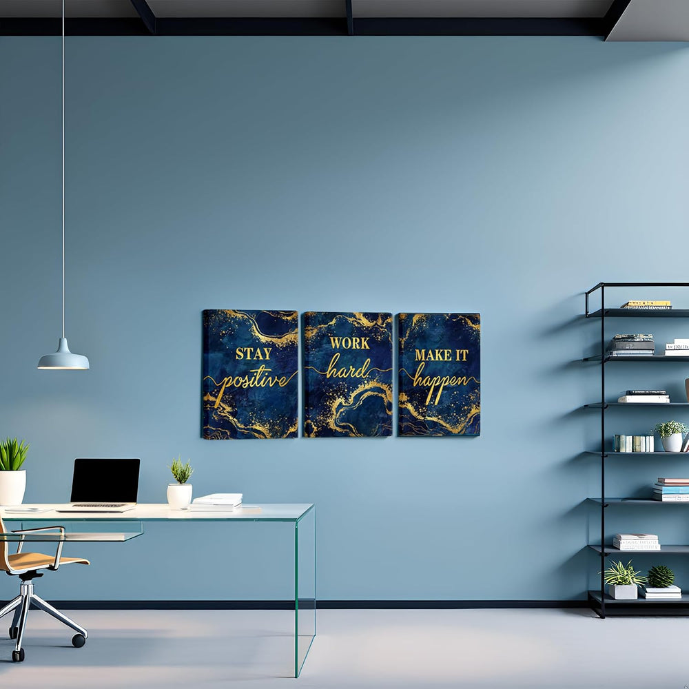 LevvArts Inspirational Wall Art Stay Positive Work Hard Make It Happen Office...