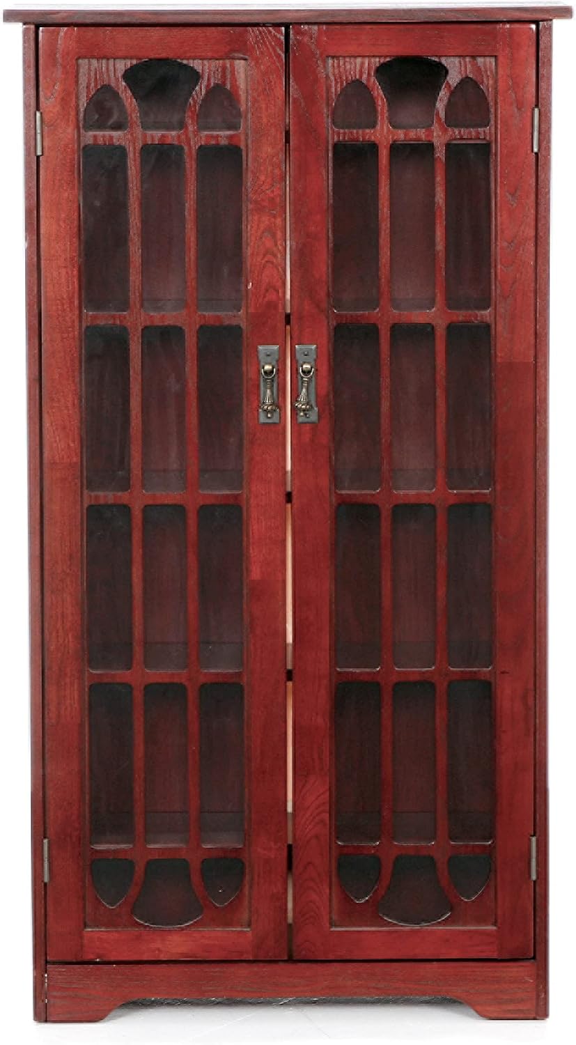 SEI Furniture - Window Pane Media Cabinet - Cherry - Transitional Design, Bro...