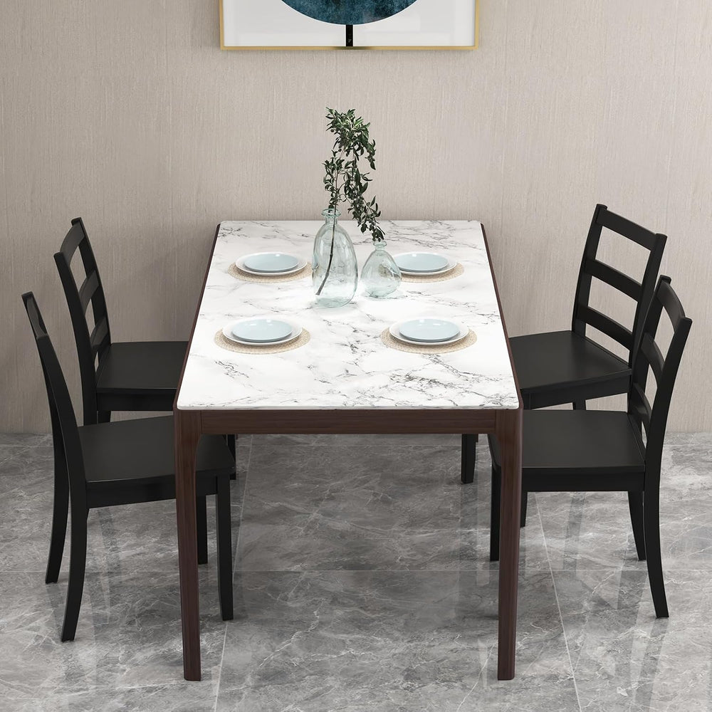 COSTWAY Dining Chairs Set of 4, Mid-Century Modern Wooden Chairs, Black