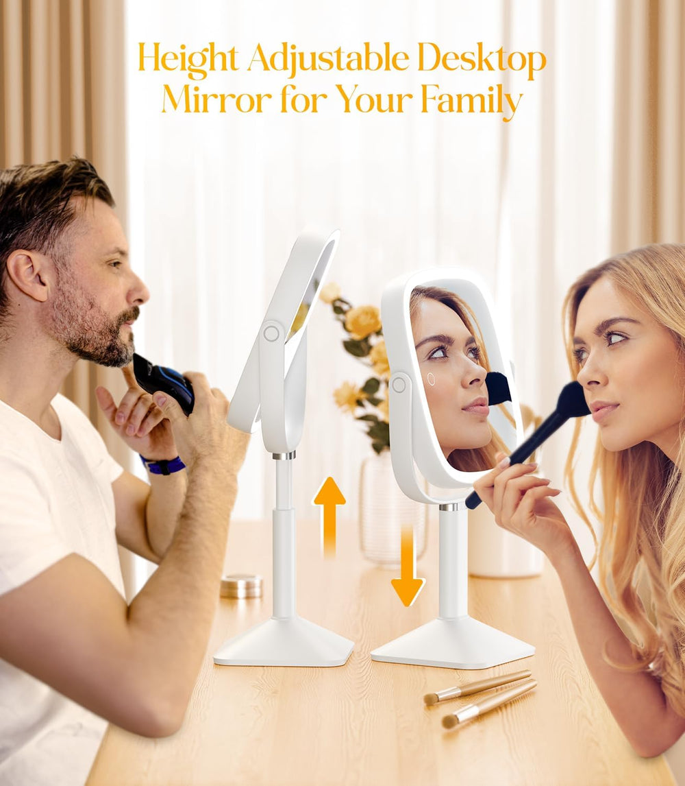Gospire Rectangle Lighted Makeup Mirror with Lights 1X/7X Magnifying Mirror