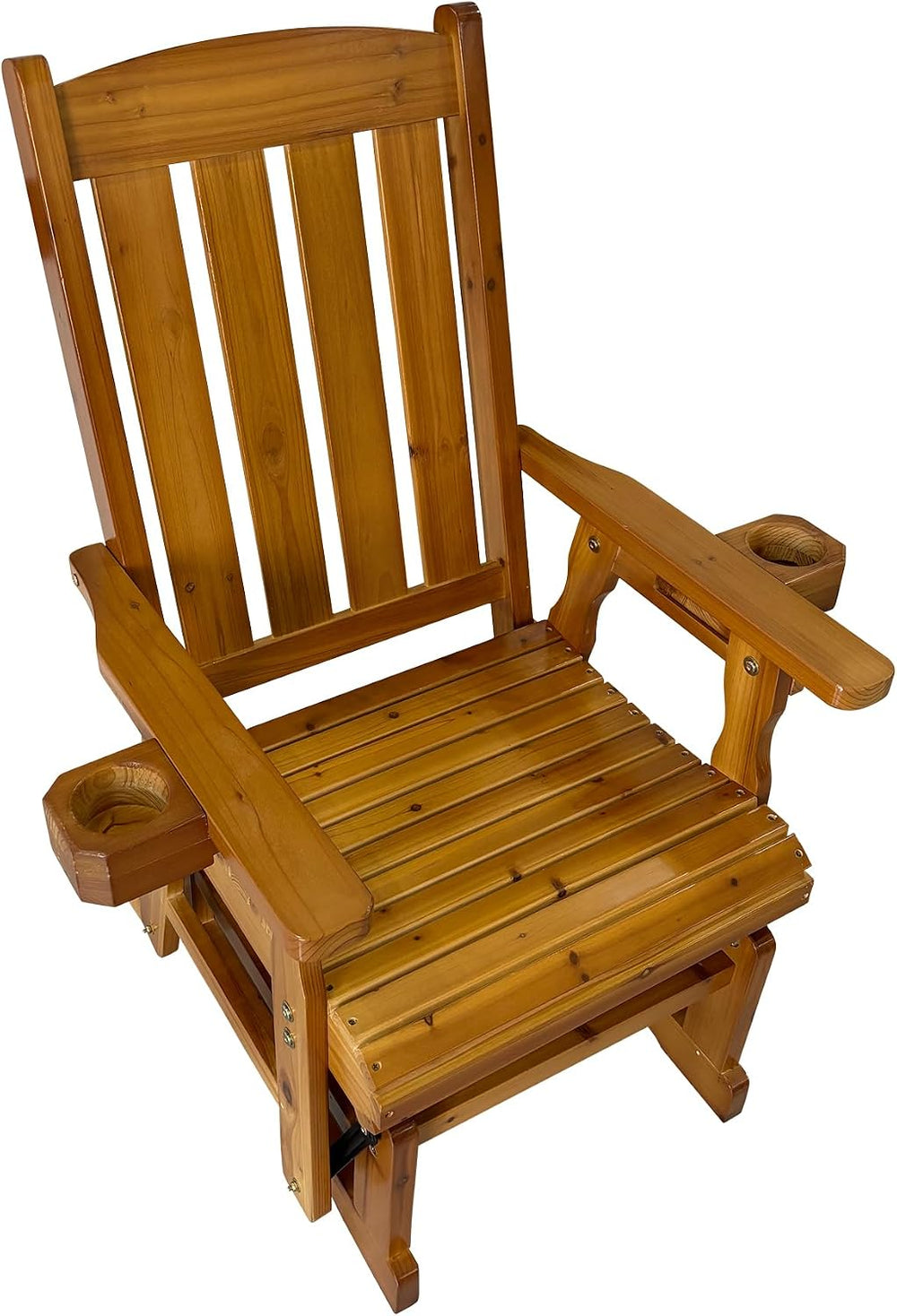 Fortune Candy Wooden Glider Chair, Cedar Tone, 1-Seater