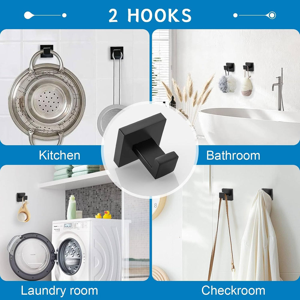 Matte Black 5 Pieces Bathroom Hardware Accessories Set Towel Bar Towel Holder...
