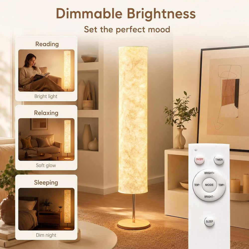 LONRISWAY Remote Control Fabric Floor Lamp, Dimmable 3 Color Temperatures