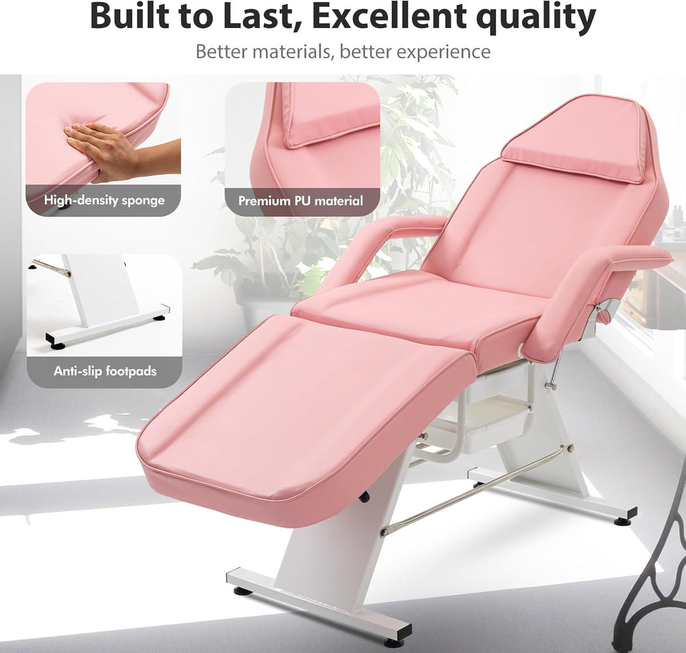 Tattoo Chair Facial Bed with Two Trays Esthetician Bed Adjustable Folding Sal...