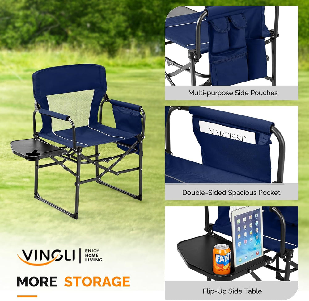 VINGLI Camping Chairs, Directors Chair, Camping Chair with Side Table & C...