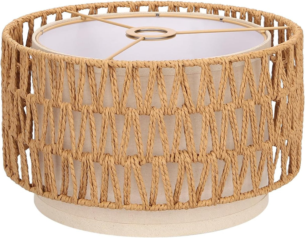 Boho Rattan Lamp Shade, 12.6" Top x 12.6" Bottom x 7.68" High,...