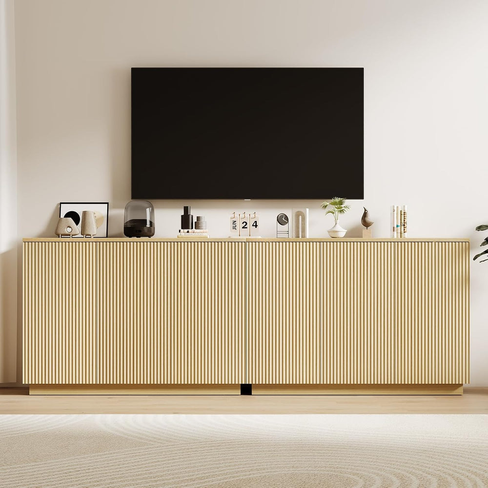 Sideboard Buffet Cabinet with Storage - 47" Fluted Coffee Bar Cabinets C...