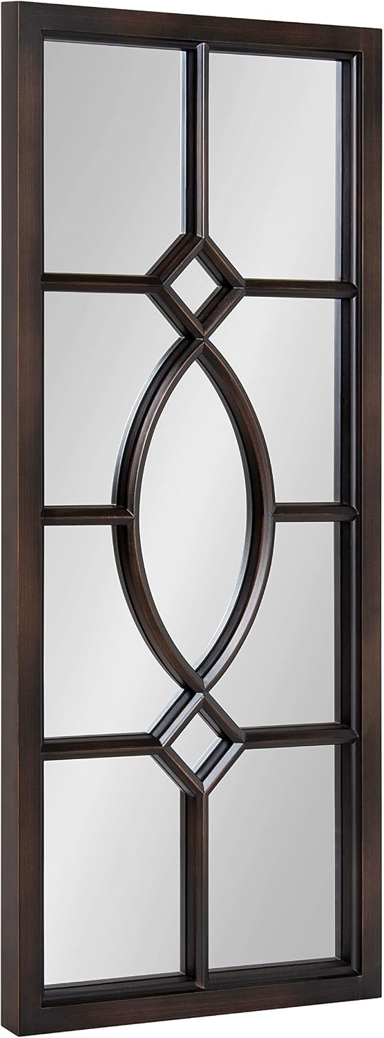 Kate and Laurel Cassat Window Wall Accent Mirror, 13" x 30", Dark B...