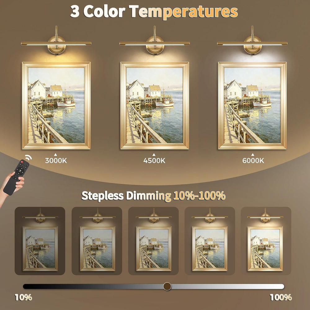 JOOSENLUX Battery Operated Picture Light, 3CCT Dimmable Wireless Art Light wi...