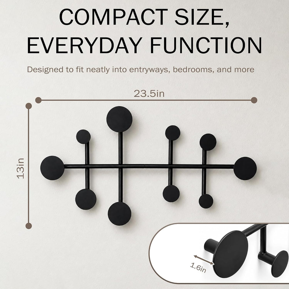 Wall Mounted Coat Rack, Minimalist Metal Coat Hooks for Entryway, Black