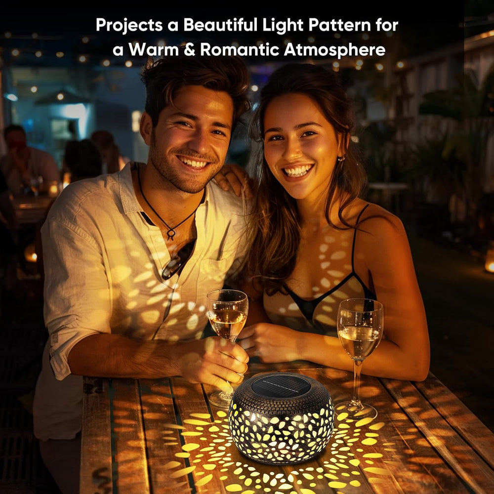 Solar Lanterns Waterproof Outdoor Decor: 2 Pack Hollow Out Solar Lights