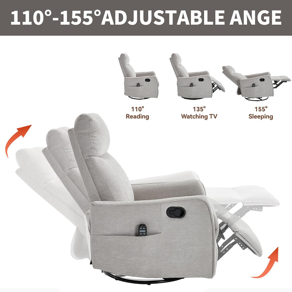 Manual Swivel Rocker Recliner Chair for Adults, Overstuffed Reclining Glider ...