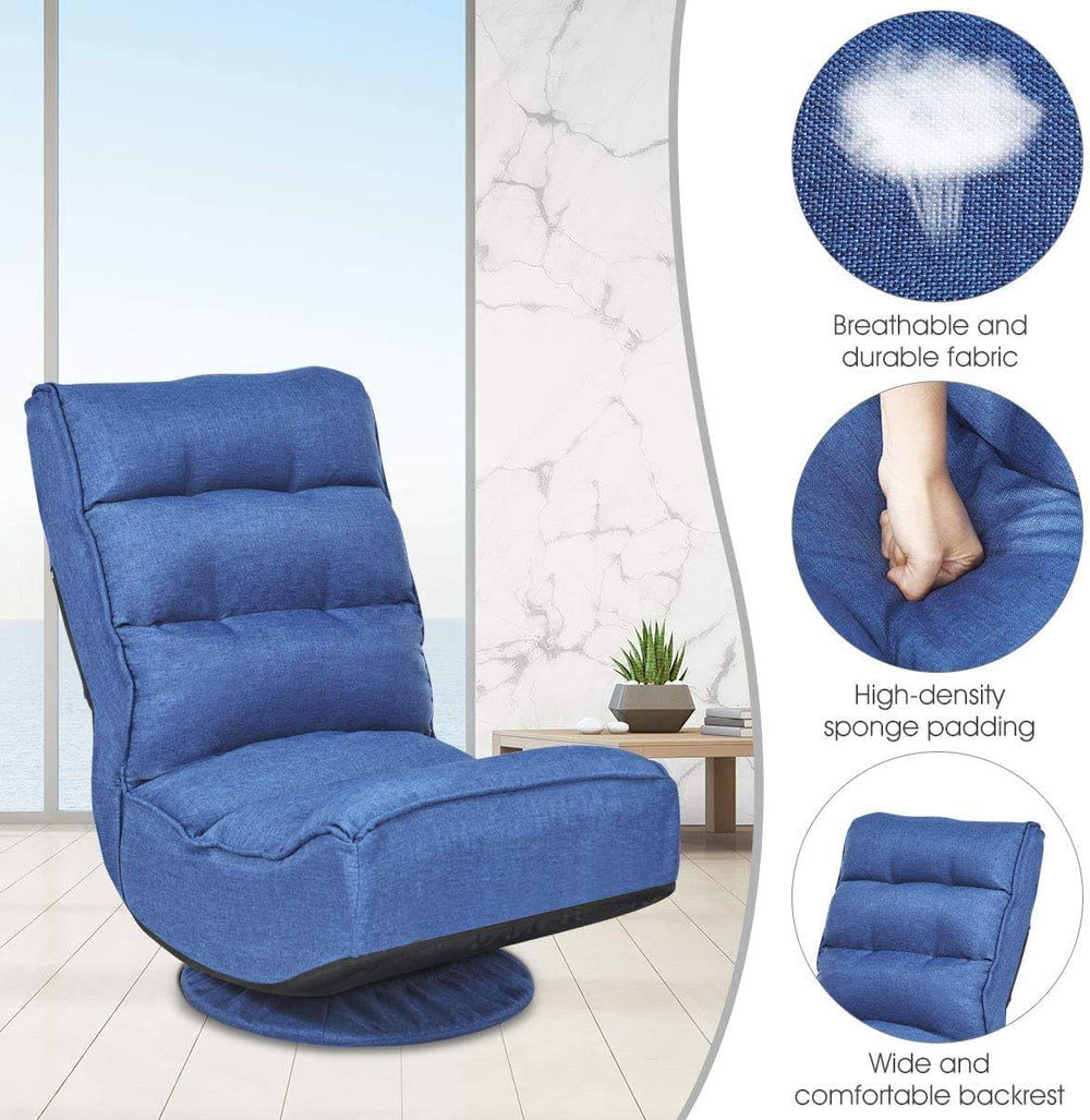 FANTASK 360 Degree Swivel Floor Chair, Folding Floor Sofa w/ 5 Adjustable Pos...